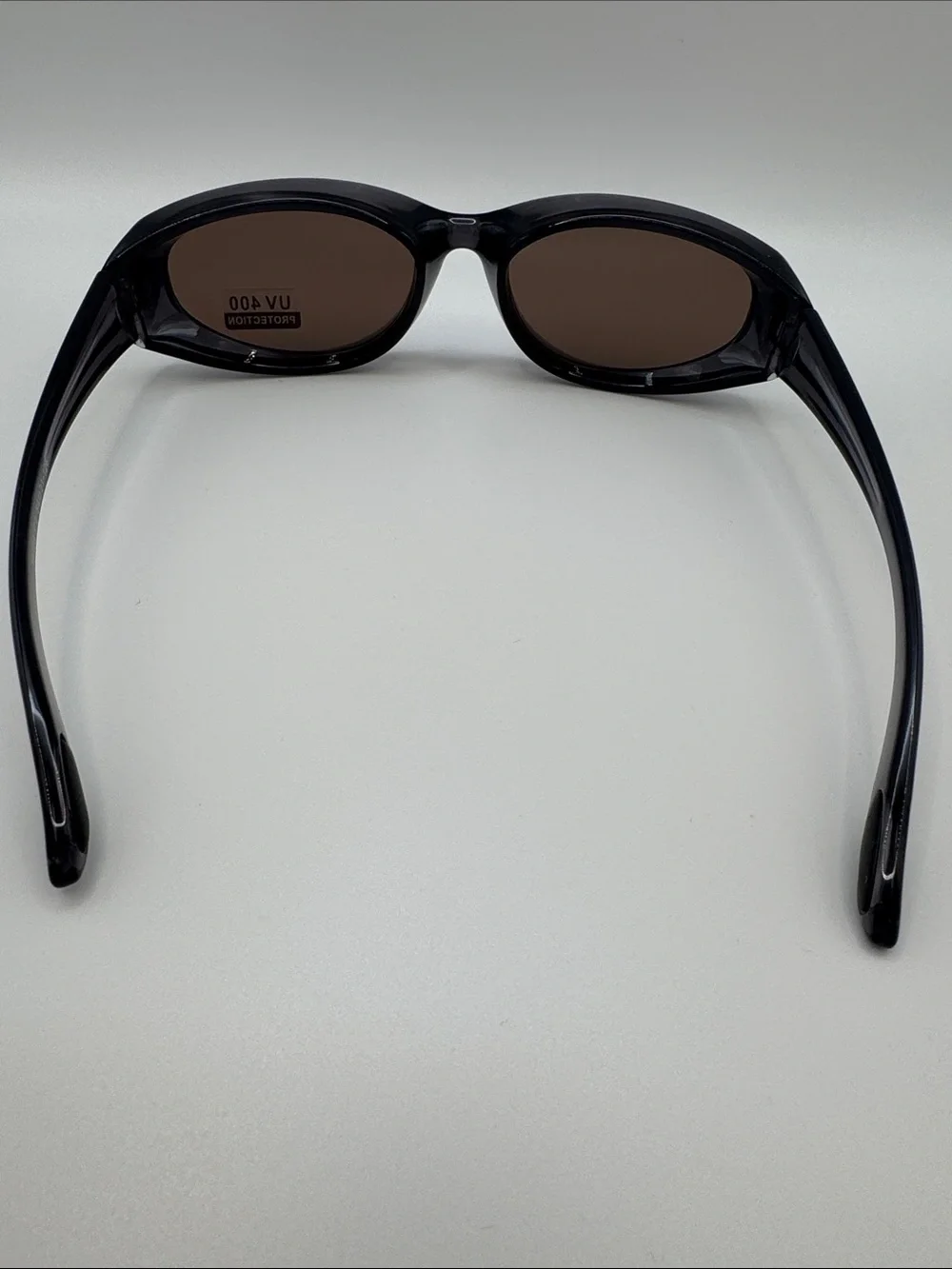 Women's Black Oval Sunglasses with Brown Lenses - UV400 Protection